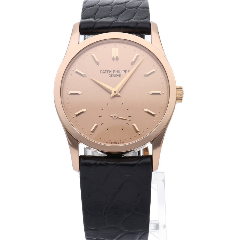  Patek Philip Calatrava watch hand winding 3796R-001 case written guarantee K18PG/ leather men's clock champagne color 