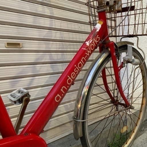 【a.n.designworks エーエヌデザインワークス】 自転車 ママチャリ 27インチ 変速なし 赤色_画像3