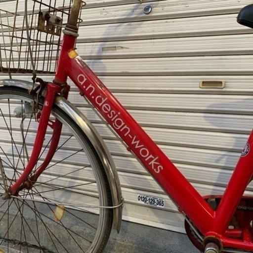 【a.n.designworks エーエヌデザインワークス】 自転車 ママチャリ 27インチ 変速なし 赤色_画像4