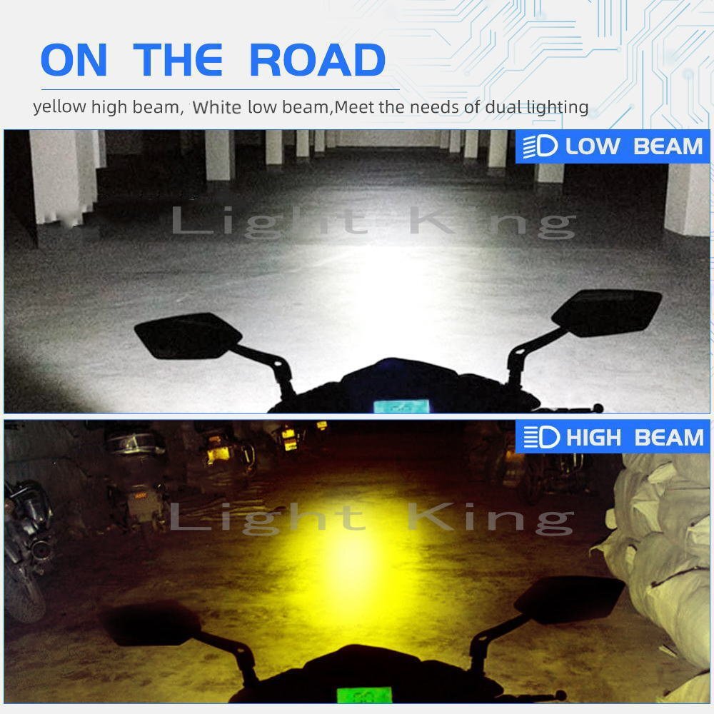 走行中2色切替 72W 8000LM H4 Hi 黄 Lo 白 プロジェクター LED ヘッドライト バイク グース350/GSF750/スカイウェイブ400/デスペラード400_画像2