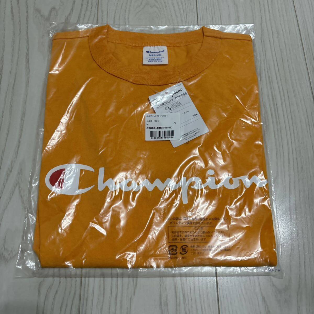 未使用●チャンピオン Champion ロゴ プリント Tシャツ/Mサイズ/半袖/トップス/ブランド/レディース/ウィメンズ/イエロー/オレンジ★1089-4_画像2