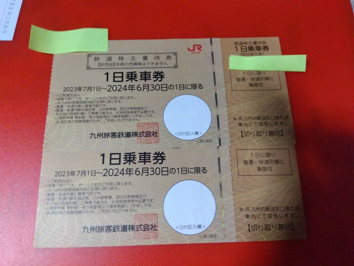 JR九州株主優待　JR九州鉄道1日乗車券2枚１組　有効期限は、2024年6月30日迄
