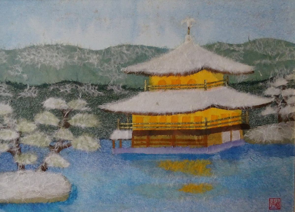 * автор : средний река Noriko *..: вода сторон храм .* техника : японская бумага ....*NO-R6-5-12.8