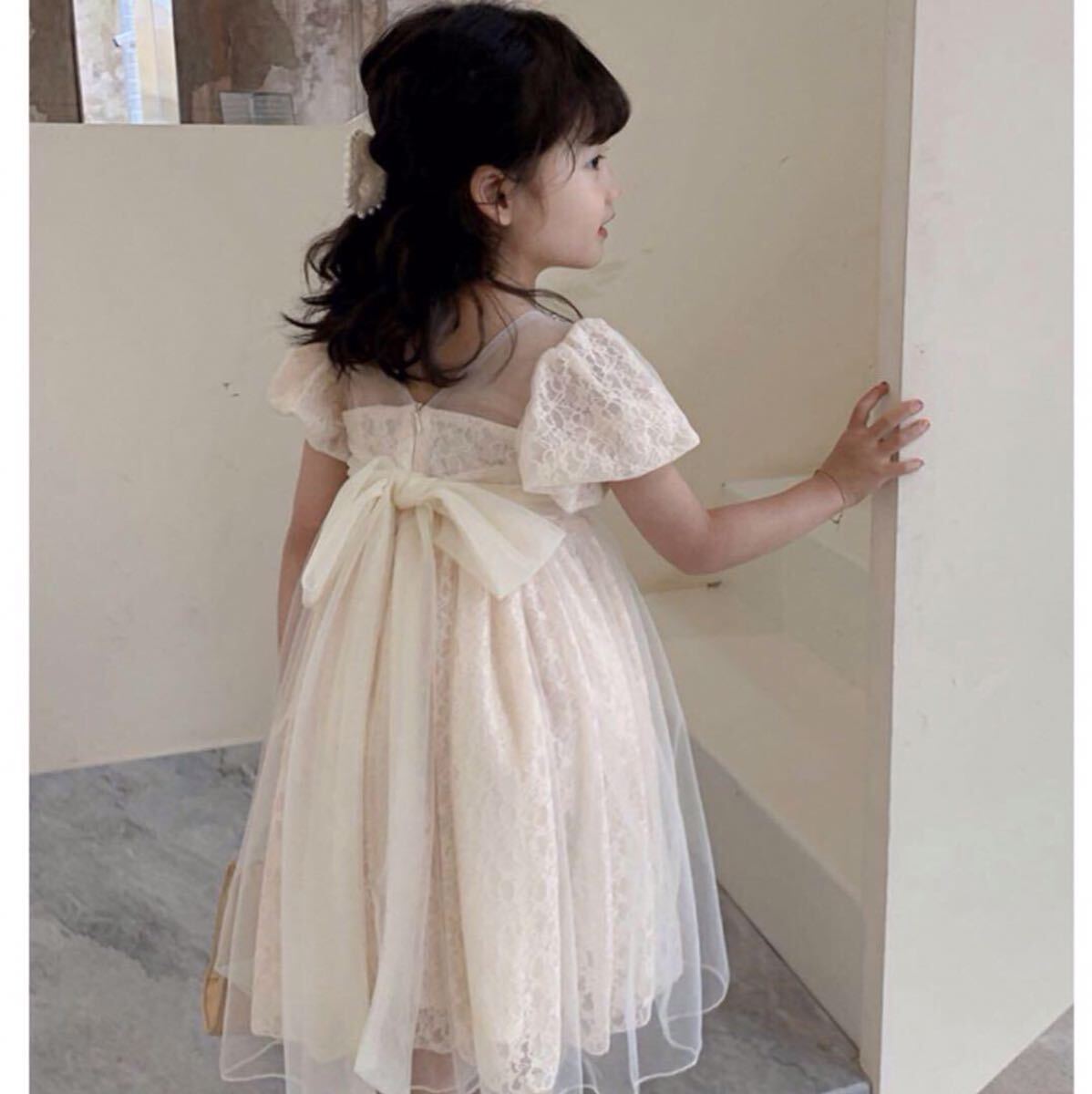 【即日発送】ワンピース ドレス １４０ 子供 女の子 白 結婚式 発表会_画像8