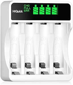 HiQuick 充電池充電器 単3 単4 ニッケル水素 ニカド充電池に対応 急速充電器 LCD付き 電池残量の表示 独立したスロッ_画像1