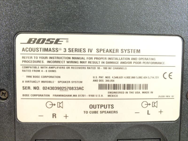 ♪ BOSE ボーズ ACOUSTIMASS 3 SERIES IV サブウーファー 現状品 中古 240311Y7385の画像7