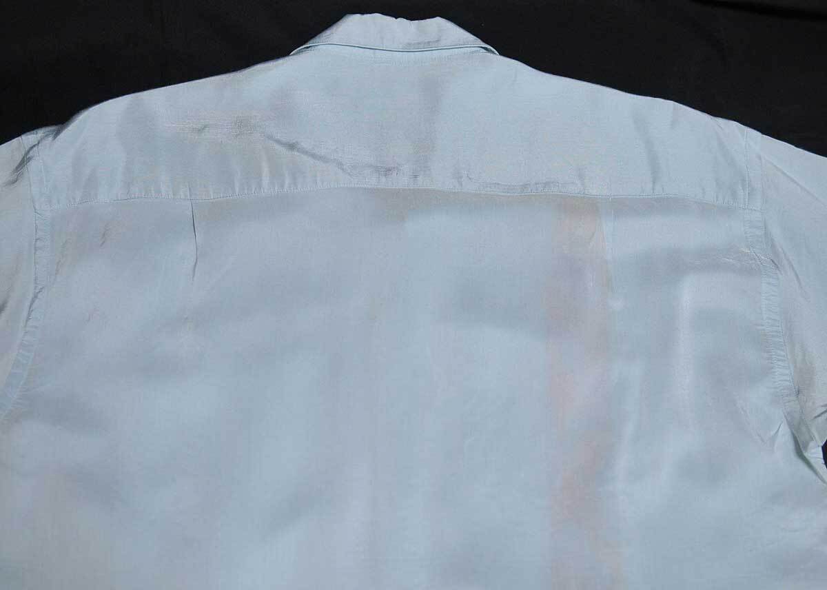 古着●トラサルディ 半袖シャツ スカイブルー オレンジブルーライン サイズ3 M相当 汚れ・穴 xwp_画像9