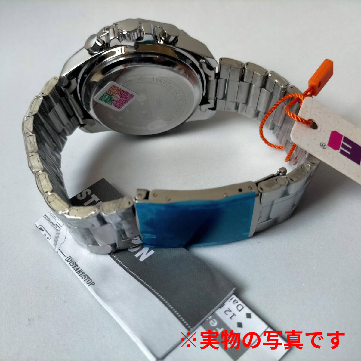 日本製ムーブメント30m防水 デジタル腕時計デジアナ クロノグラフスポーツストップウォッチタイマーステンレスシルバー×ブラック_画像3