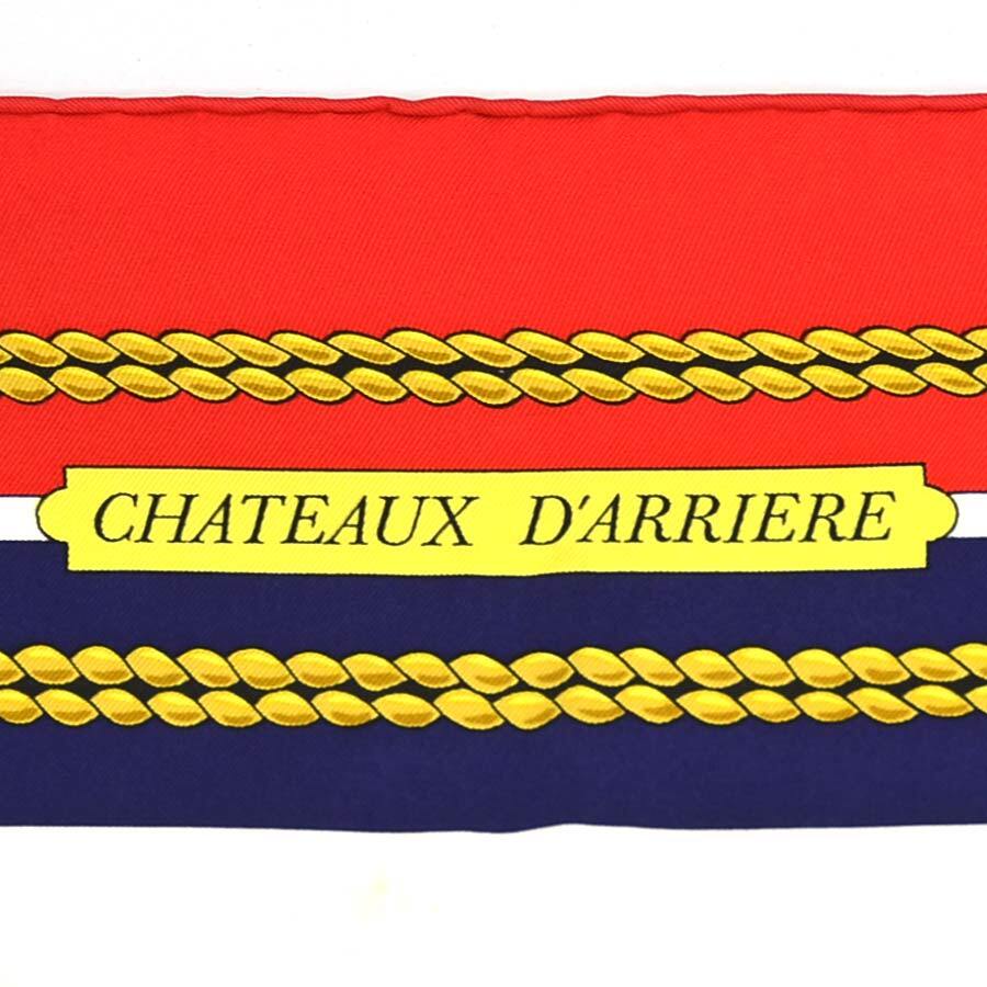 エルメス HERMES スカーフ カレ90 CHATEAUX DARRIERE シルク レッド/マルチカラー e58631a_画像6