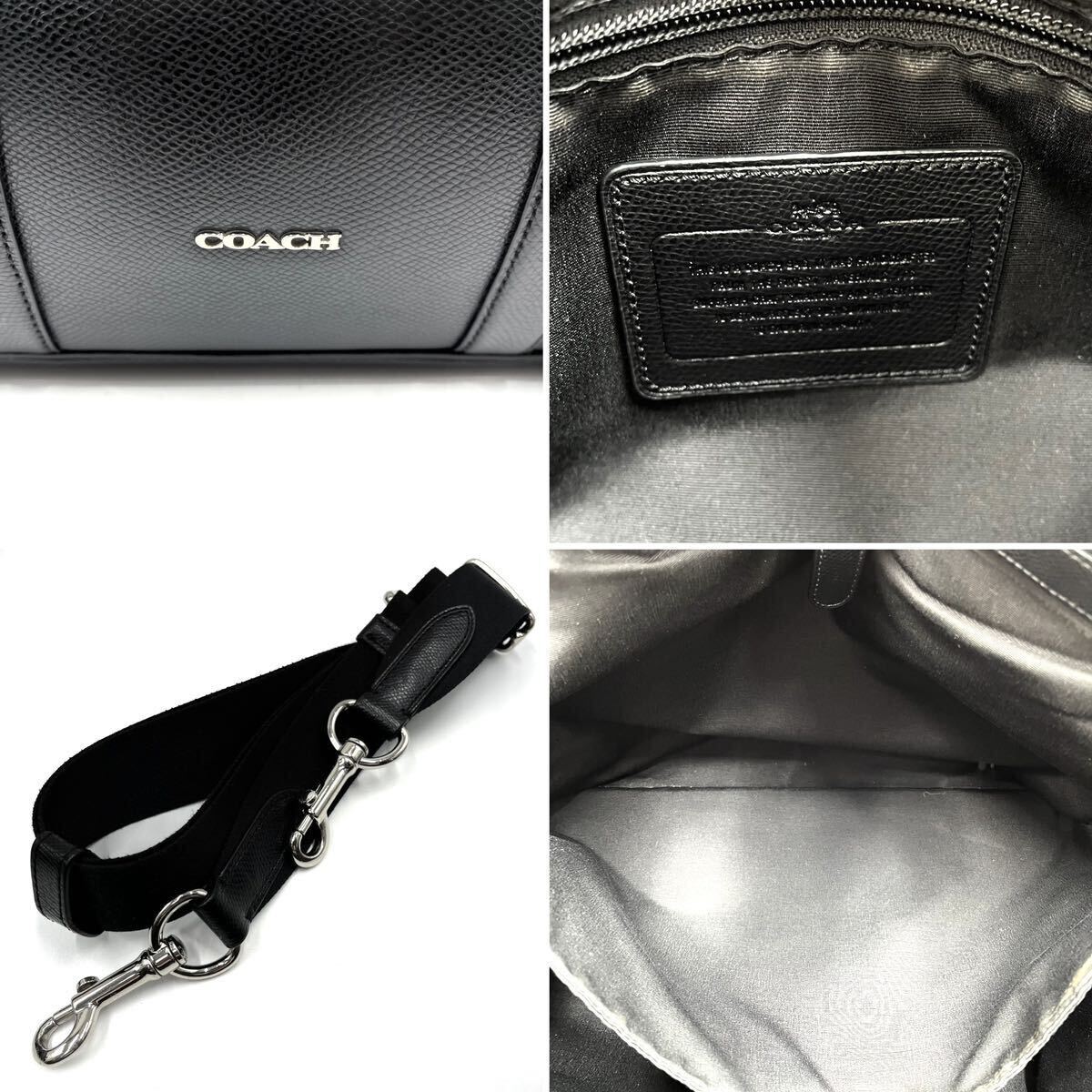 1円《 美品 》COACH コーチ メトロポリタン 2way ビジネスバッグ メンズ ショルダー レザー 大容量 A4 PC◎ ロゴ 多収納 書類 ブラック 黒_画像9