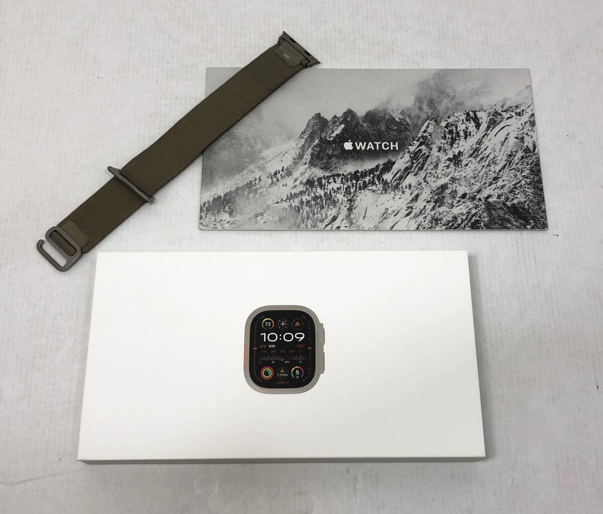 ■Apple Watch Ultra 2 アップルウォッチ GPS+Cellular 49mm MREX3J/A チタニウムケース オリーブアルパインループ S A2986【中古】_画像1