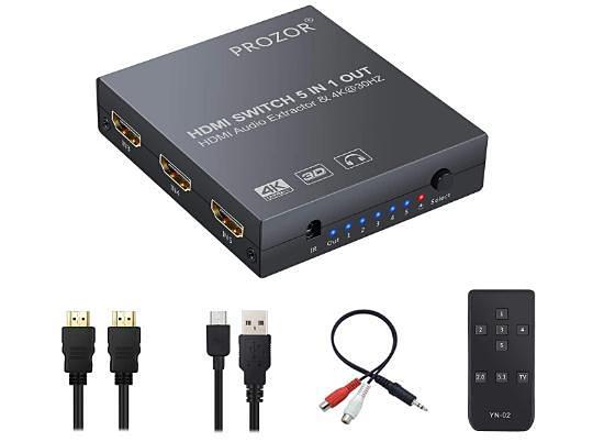 PROZOR HDMI切替器 音声分離機能 HDMI SWITCH 5 IN 1 OUT selector リモコン付きの画像5