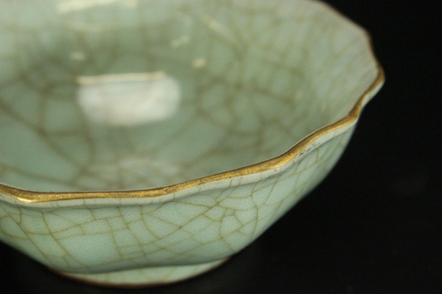 【銀閣】中国美術 彷官釉 碗 φ13.5cm 旧家蔵出(LC231)_画像9
