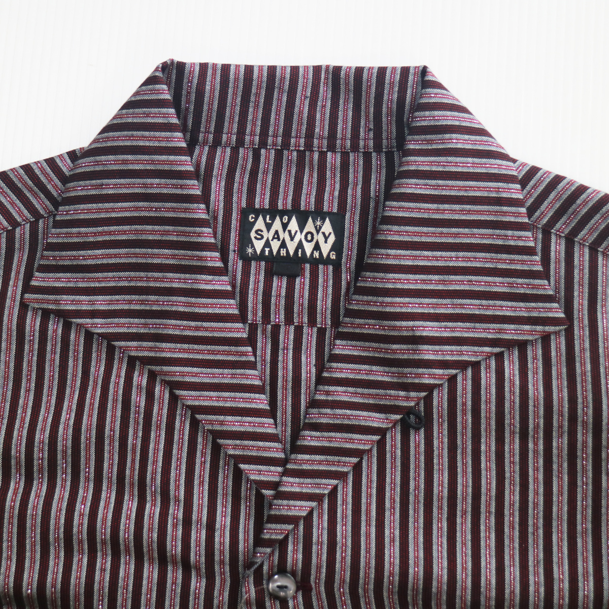 シャツ 長袖 メンズ ロカビリーファッション Lame Stripe Italian Shirts サイズL ブランド SAVOY CLOTHING_画像6