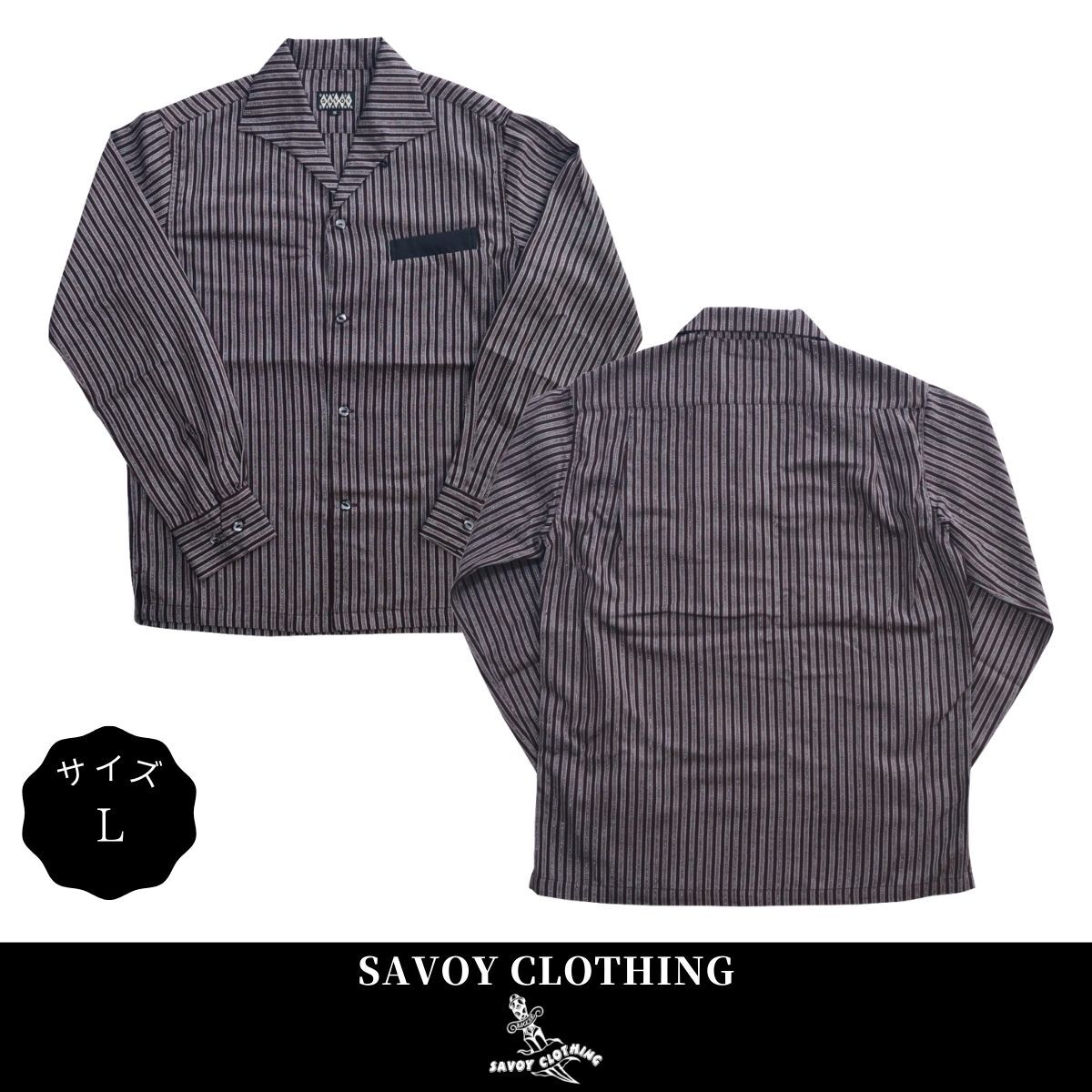 シャツ 長袖 メンズ ロカビリーファッション Lame Stripe Italian Shirts サイズL ブランド SAVOY CLOTHING_画像1