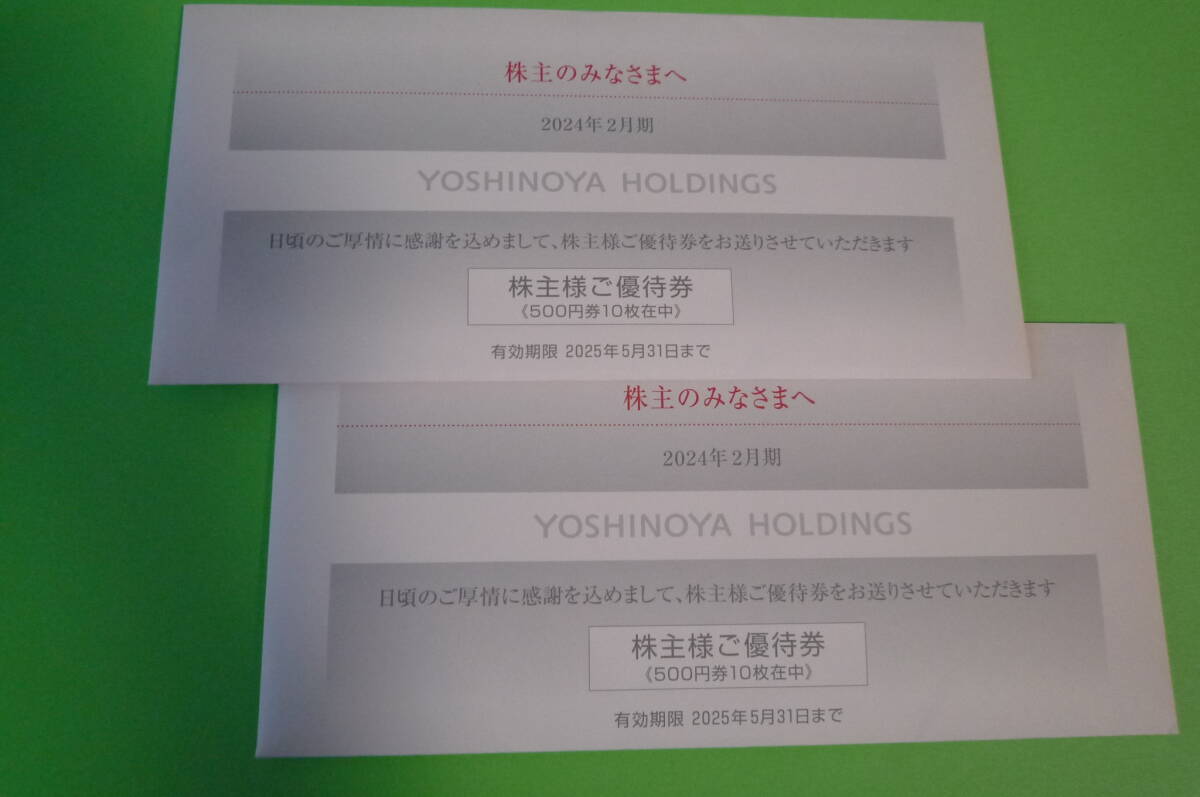 吉野家　株主優待券　１万円分　ネコポス込　2025年5月まで（500円券×10枚×2冊）_画像1