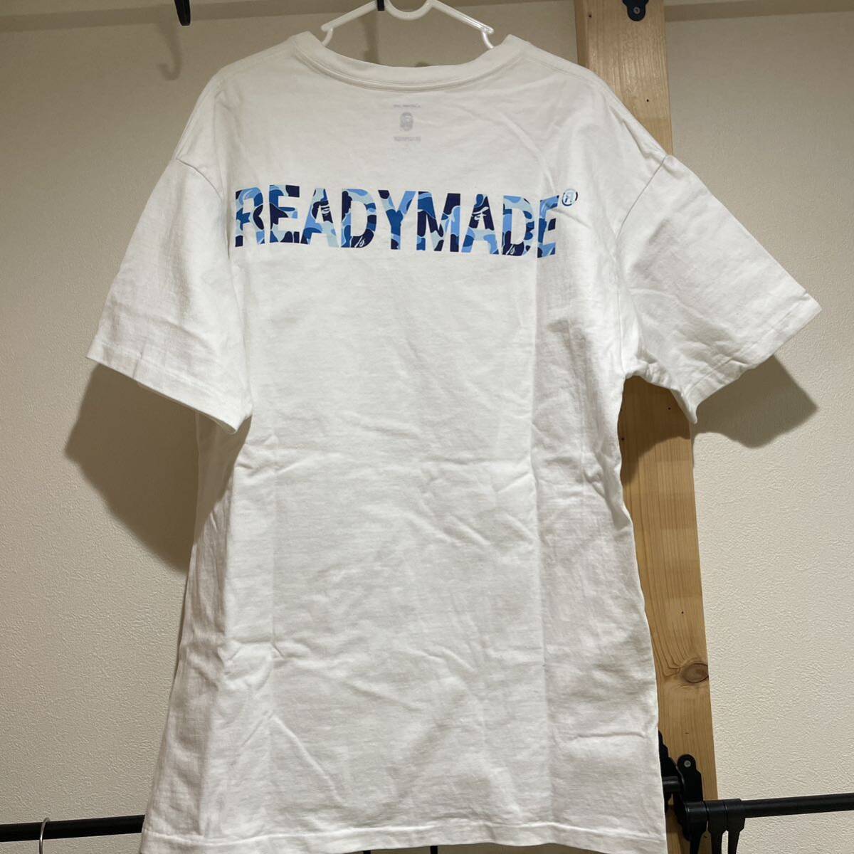 A bathing ape エイプReady Madeコラボ白Tシャツ　ブルーカモ　XL_画像2