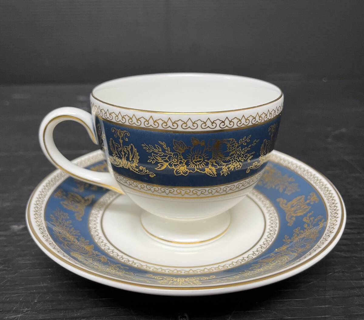 吉ME WEDGWOOD ウェッジウッド コロンビア ブルー&ゴールド 6客 カップ&ソーサー 金彩 美品 ティーカップ _画像4