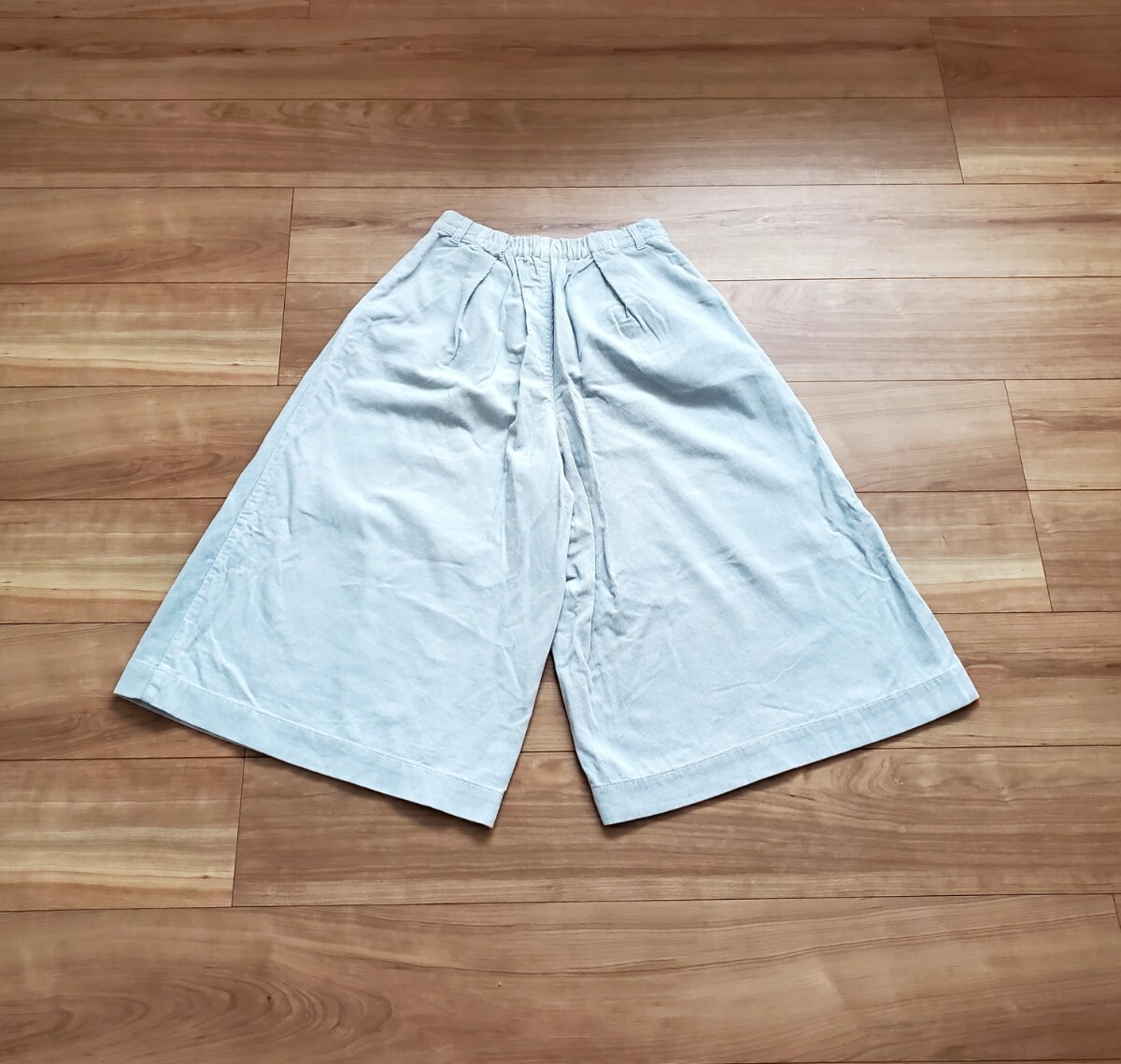 レディース w closet ワイドパンツ パンツ 5分丈 水色系 コーデュロイ Fサイズ_画像4