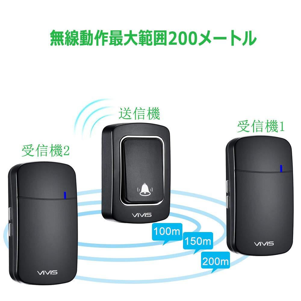 おすすめ ☆ワイヤレスドアベル ドアホン 最高200m無線範囲 耐久性抜群 コン