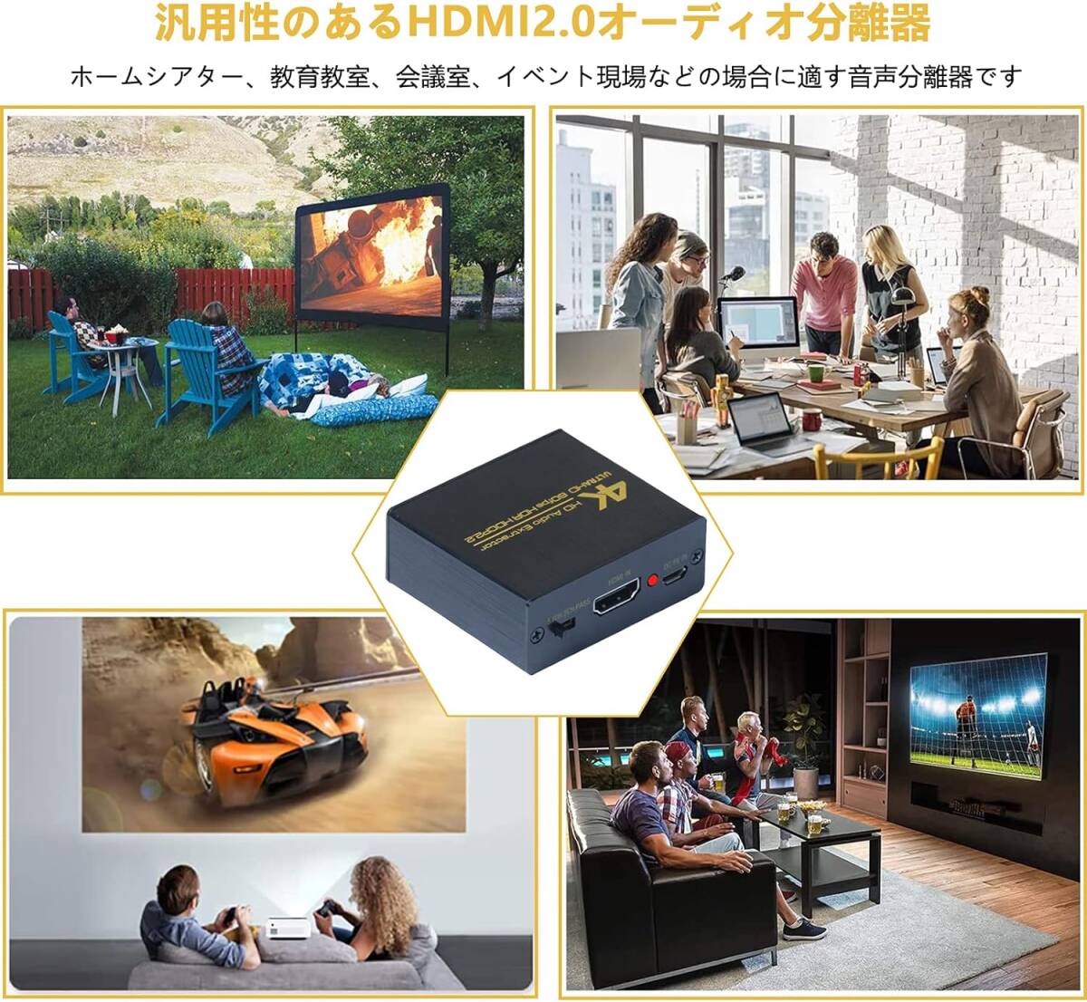 高品質 HDMI 音声分離器 4K 60Hz 光デジタル 音声分離 オーディオ_画像7