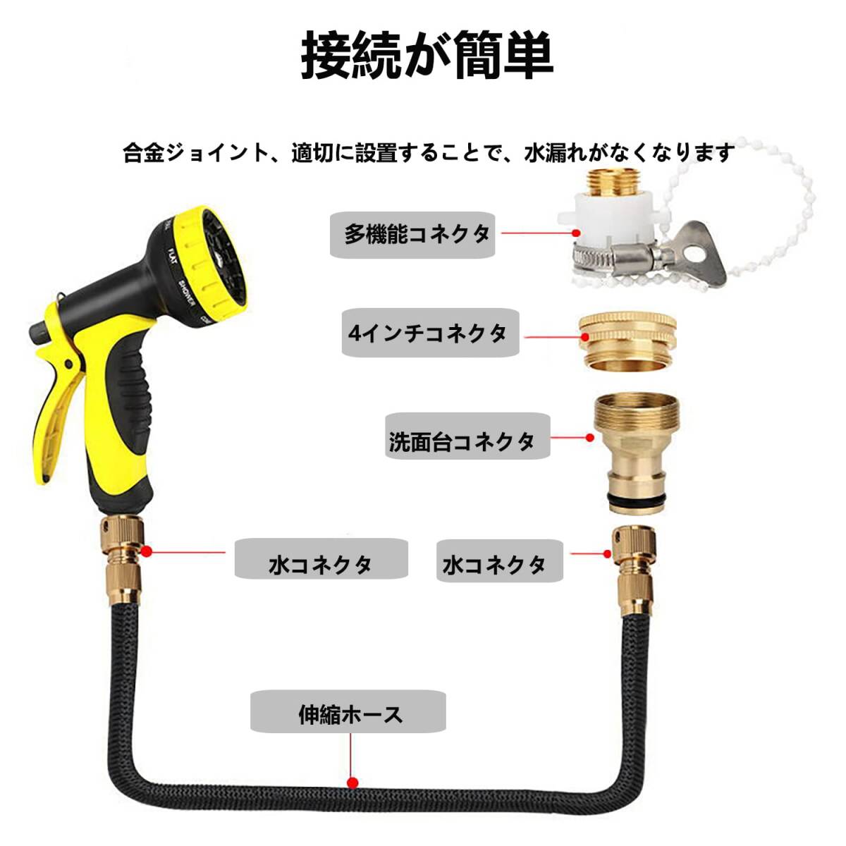 散水ホース ノズル付き 22.5M 高品質 安全設計 操作簡単 3選択可能_画像8