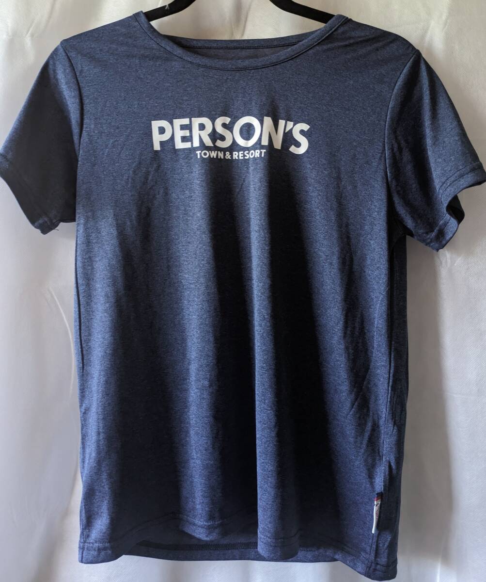 未使用 PERSON'S パーソンズ タウン&リゾート レディース 半袖Tシャツ スポーツ ヨガ さらさら 丸首 ネイビー?色系 伸縮 着丈61 身幅48 M_前です