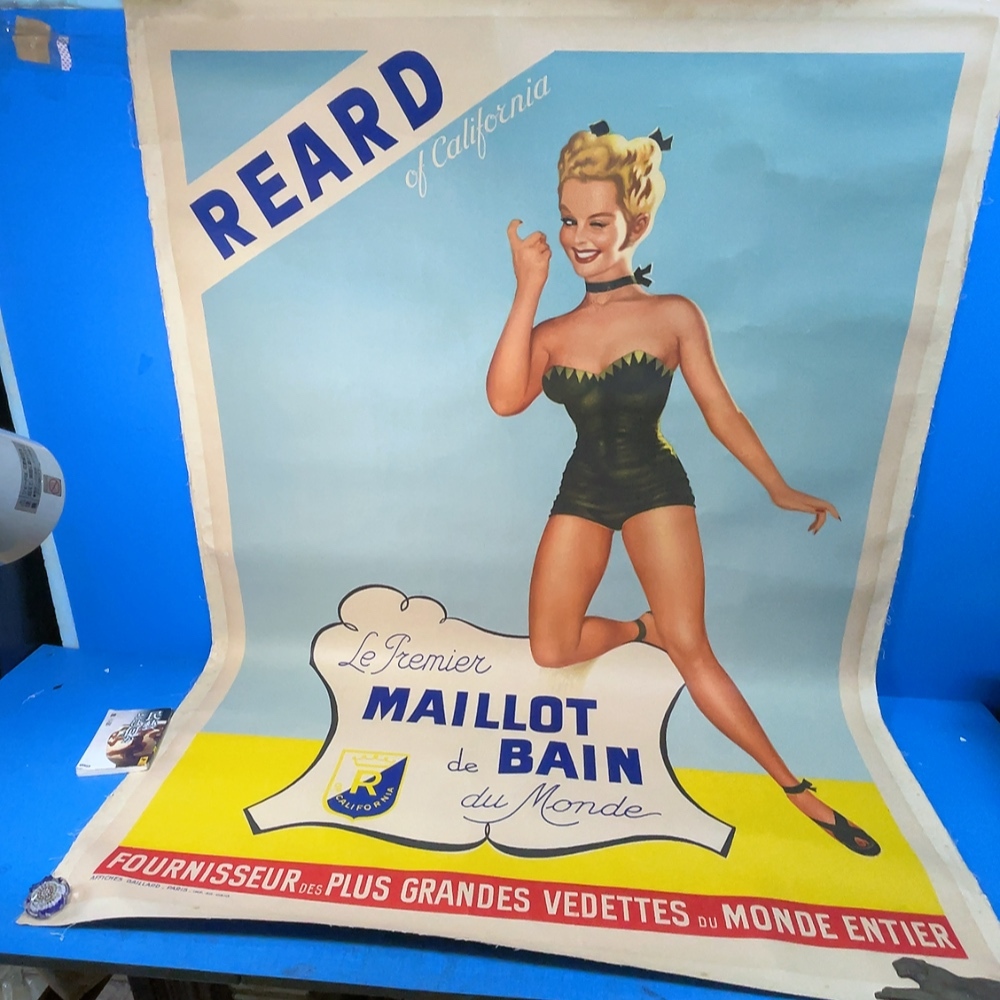 リトグラフ刷巨大(160×119cm)ポスター『Le Premier Maillot de Bain du Monde(世界初の水着)』1955年頃_画像1