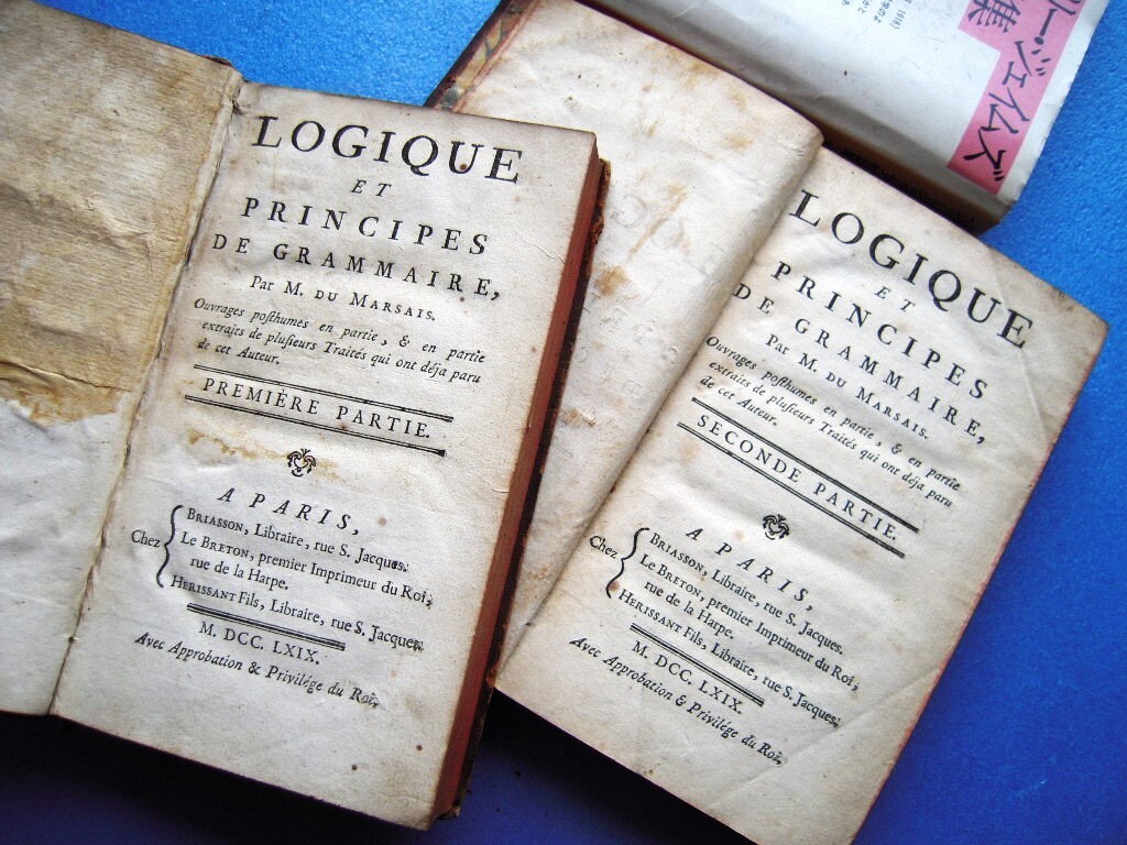 「18世紀本！セザール・シェノー・デュマルセ『文法の論理と原則』全2巻 1769 Logique et Principes de Grammaire」_画像1