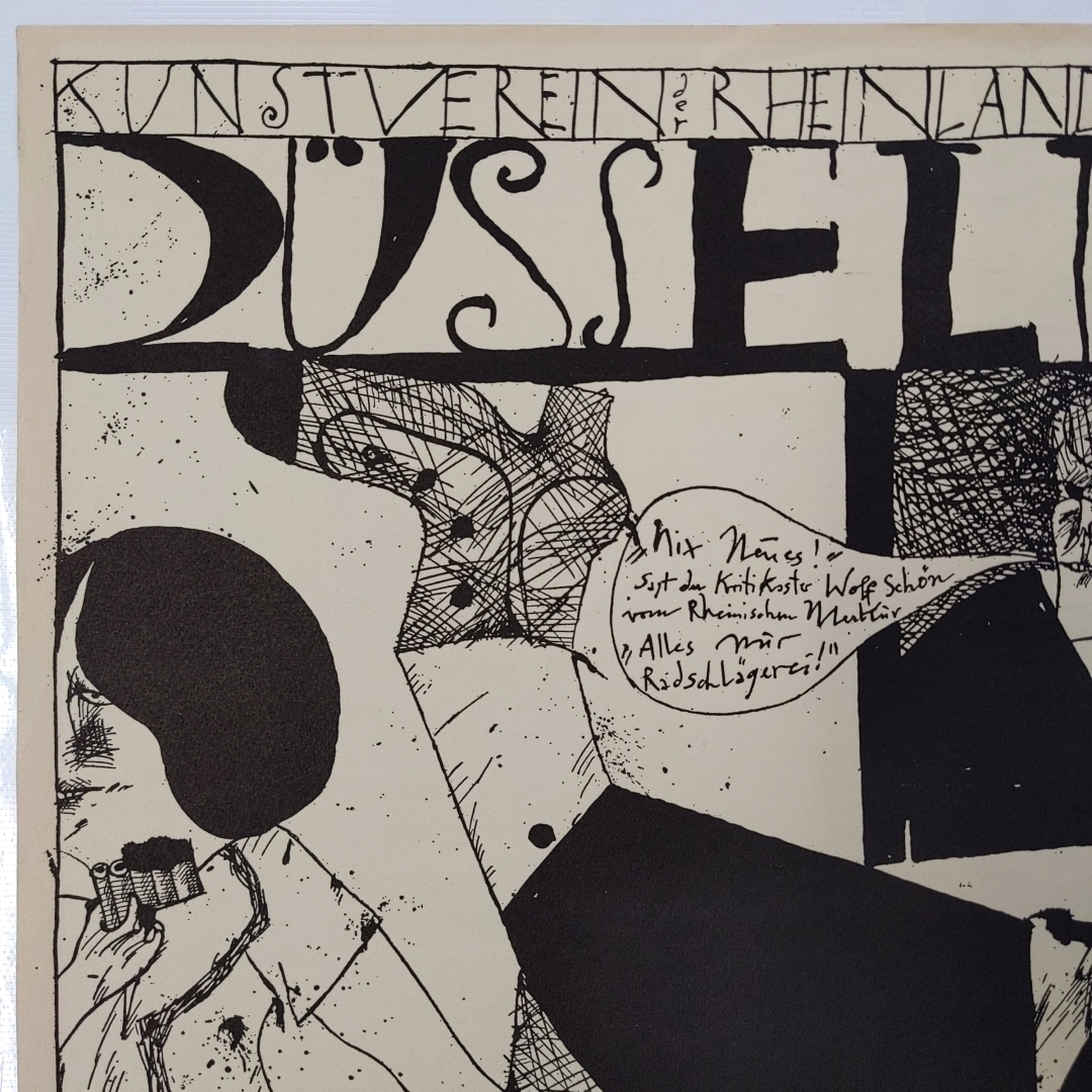 【真作】ホルスト・ヤンセン展 サイン入リトグラフ大版ポスター『Kunstverein der Rheinlande und Westfalen Dusseldorf』87cm×61cm 1966_画像3
