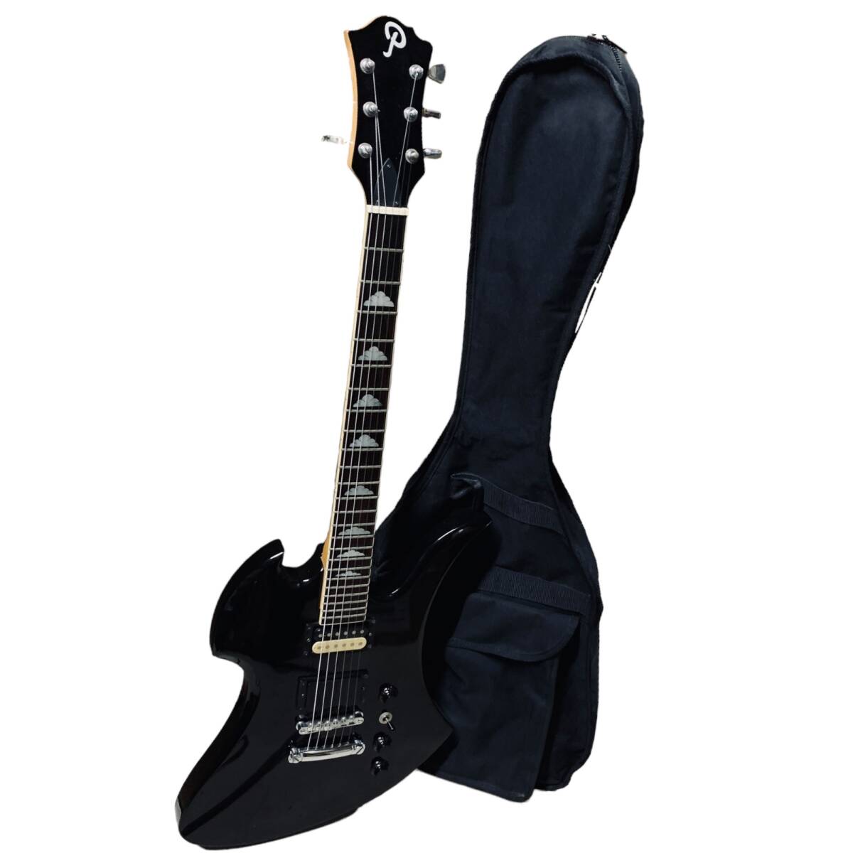 * secondhand goods / sound out verification settled / postage minute cash on delivery * Aria Pro two electric guitar mo gold bird type black soft case attaching X62070N
