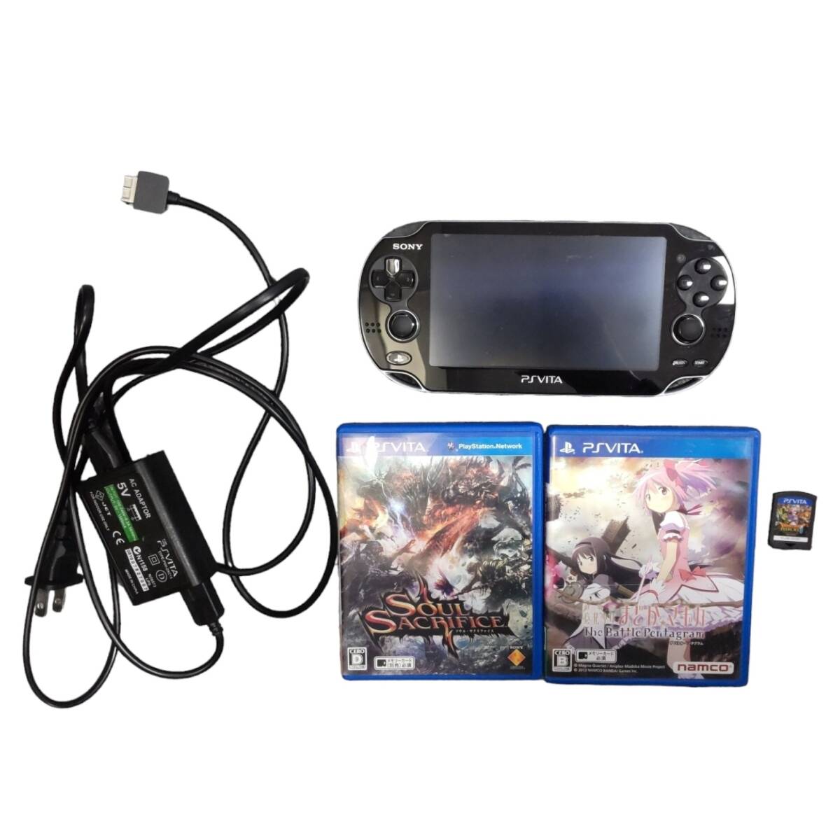 【中古品】 SONY PSVITA PHC-1000 ブラック ソフト付 ゲーム機 ゲームソフト 通電のみ確認済 L64450RG_画像1