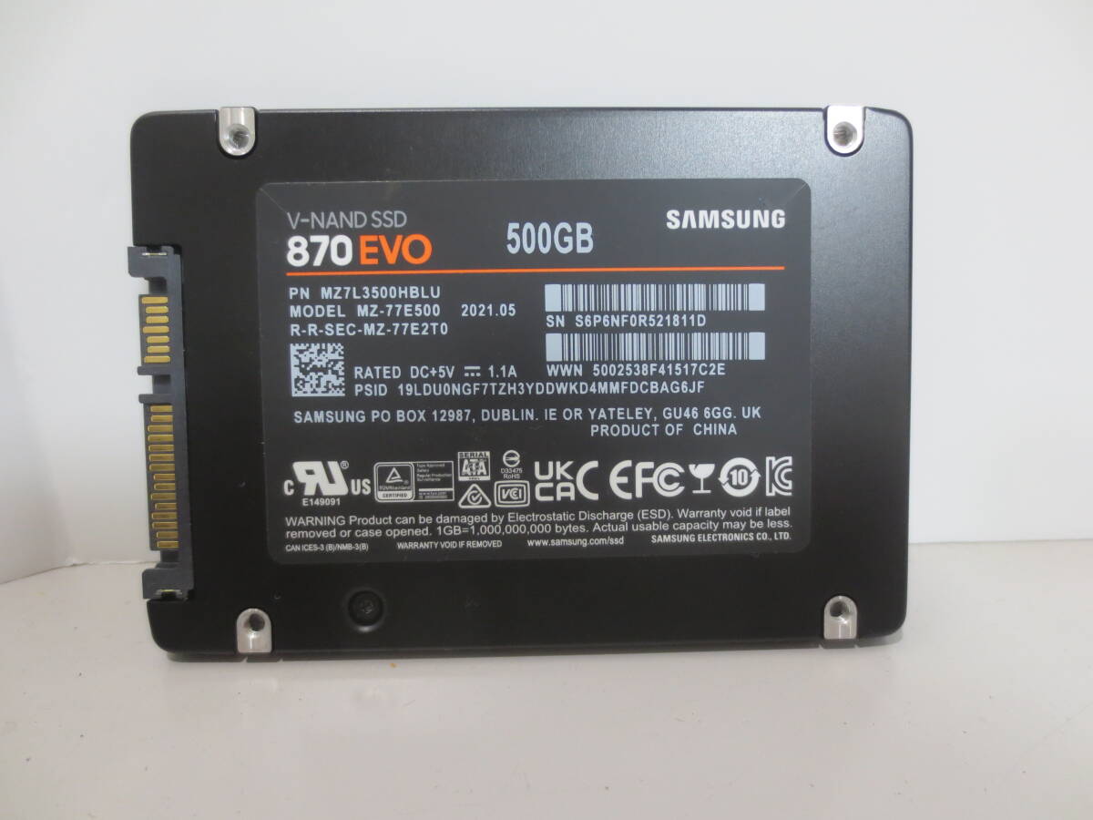 * 2467 час /282 раз * SAMSUNG SSD 870 EVO 500GB 2.5 дюймовый 7mm SATA MZ-77E500 *