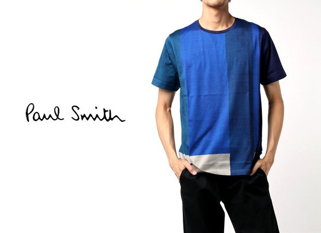 PS Paul Smith ピーエス ポールスミス AFRICAN FLAG プリント Tシャツ XL/青 紺/メンズ/292509 051S/日本製/程度良好の画像1