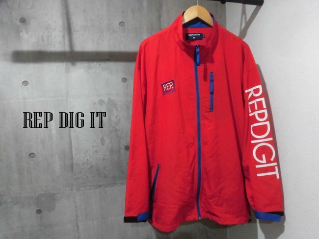 REP DIG ITreptigito рукав Logo принт большой размер нейлон жакет M/ большой Silhouette Wind жакет / красный / мужской 
