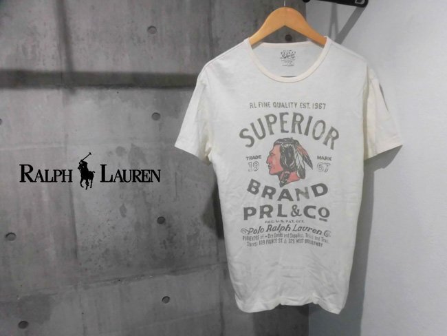 POLO RALPH LAUREN ポロ ラルフローレン SUPERIOR S/S TEE インディアンプリント 半袖 Tシャツ S/ナチュラル/メンズ_画像1