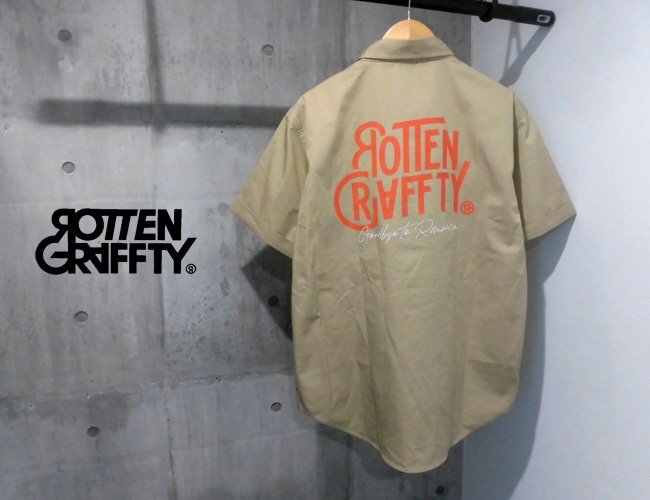 新品 ROTTENGRAFFTY ロットングラフティー Goodbye to Romance tour ワークシャツXL/ベージュ/610 京都 ライブグッズ NOBUYA 響都超特急_画像1