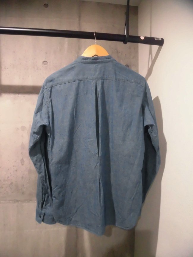 美品/DALEE'S & Coダリーズ/デラックスウエア Band Collar Shirt バンドカラー シャンブレーシャツ16 1/2 メンズ/長袖シャツ/ブルー/日本製の画像3