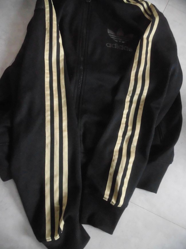 adidas Originals アディダスオリジナルス トレフォイル ジャージ ジップパーカーL/ZIPフーディ/ファイヤーバード/黒 金/メンズ/P05324_画像4