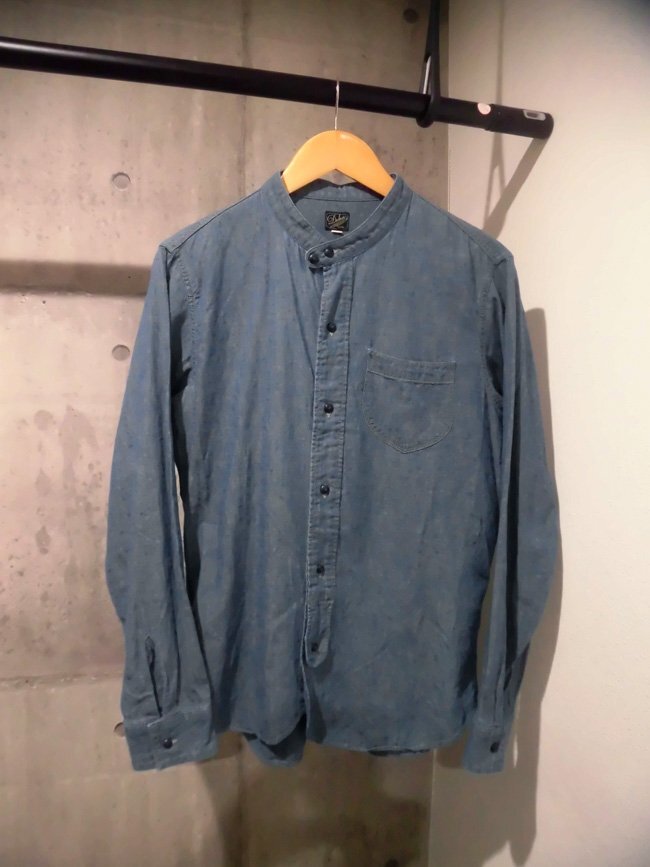 美品/DALEE'S & Coダリーズ/デラックスウエア Band Collar Shirt バンドカラー シャンブレーシャツ16 1/2 メンズ/長袖シャツ/ブルー/日本製の画像2