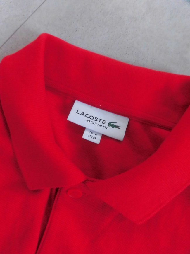 LACOSTE ラコステ PH2242 ヘリテージグラフィックポロシャツ/FR 4 US M/ ワニワッペン 半袖 鹿の子シャツ/赤 白/メンズの画像7