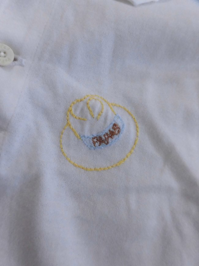 Papas パパス 中折れハット 総柄 刺繍 半袖 ポロシャツ M/半袖シャツ/白 ホワイト/メンズ/日本製_画像5
