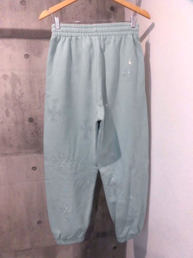 UNKNOWN LONDON アンノウン ロンドン RHINESTONE JOGGER PANTS クロス ラインストーン スウェットパンツ Mサイズ/ジョガーパンツ/BABY BLUE_画像4