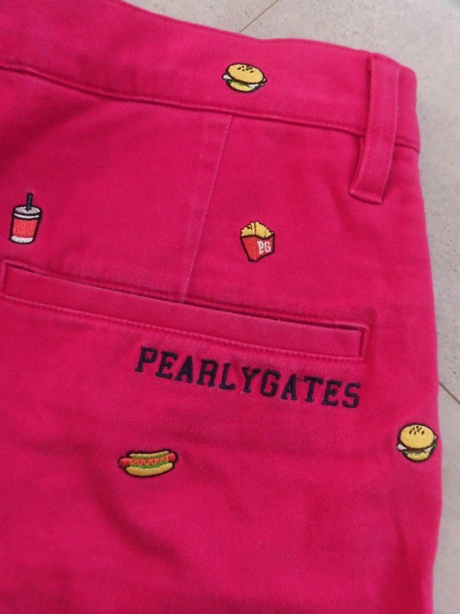 PEARLY GATES パーリーゲイツ 刺繍ジャンクフード柄 ストレッチ ショートパンツ 4/ショーツ/ハーフパンツ/ピンク/メンズ/053-132549/ゴルフ_画像5