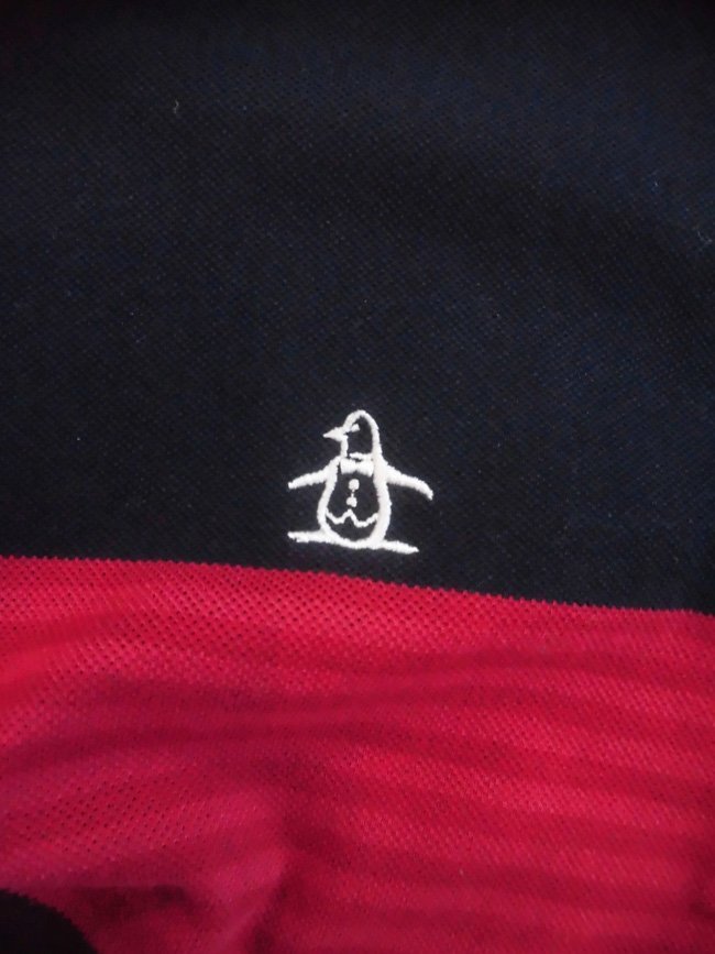 MUNSINGWEAR マンシングウェア ペンギンロゴ刺繍 フロントボーダー 半袖 ポロシャツ L/半袖シャツ/紺 ネイビー/メンズ/GOLF ゴルフ/SG1758_画像6