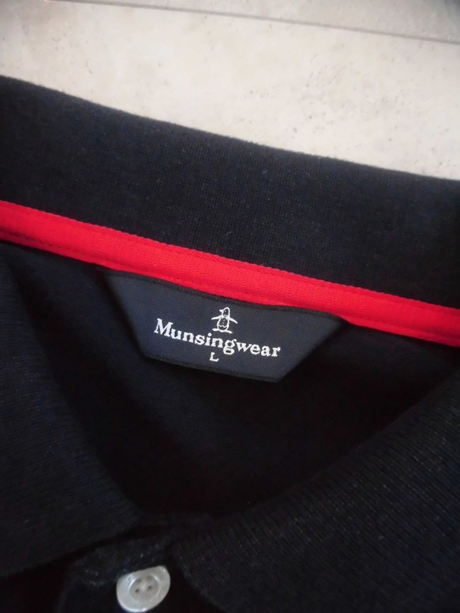 MUNSINGWEAR Munsingwear wear penguin Logo embroidery front border polo-shirt with short sleeves L/ short sleeves shirt / navy blue navy / men's /GOLF Golf /SG1758