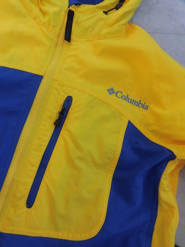 Columbia コロンビア kean jacket キーンジャケットM/マウンテンパーカー/OMNI-SHIELD フード付き ナイロンジャケット/メンズ/黄 青/PM3585_画像5