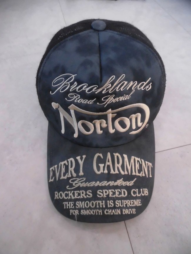 NORTON MOTORCYCLES Norton motorcycle 71N8701 Logo embroidery blur dyeing mesh cap / all embroidery hat / ash black / Biker bike riding 