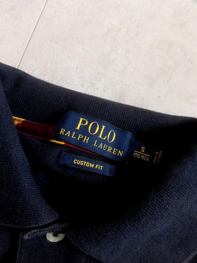 POLO RALPH LAUREN/ポロ ラルフローレン CUSTOM FIT 2連ビッグポニー刺繍 半袖 ポロシャツ S/半袖シャツ/カノコ/紺 ネイビー/メンズ_画像6