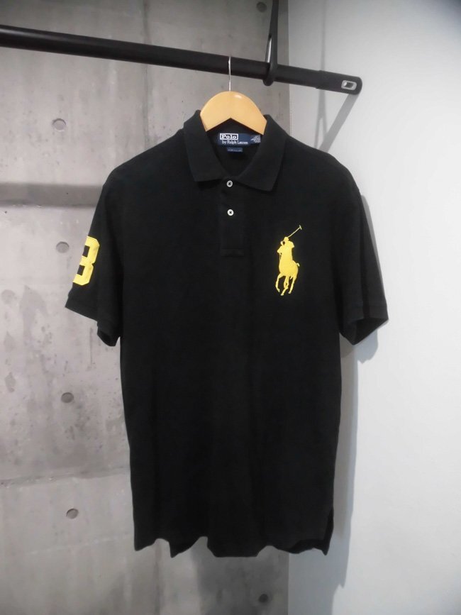 POLO RALPH LAUREN/ポロ ラルフローレン CUSTOM FIT ビッグポニー刺繍 半袖 ポロシャツ L/半袖シャツ/カノコ/黒/メンズ_画像2